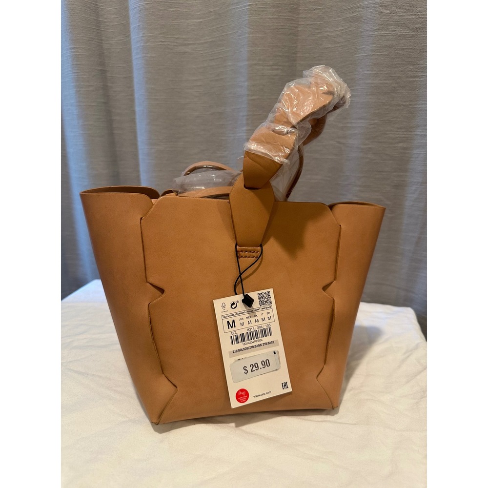 NWT Zara Tan Mini Geometric Bucket Bag 8314/204/105
